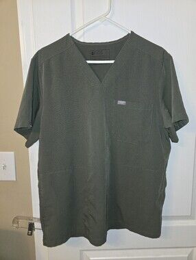 Figs Women's V-Neck Scrub Top in Olive Green